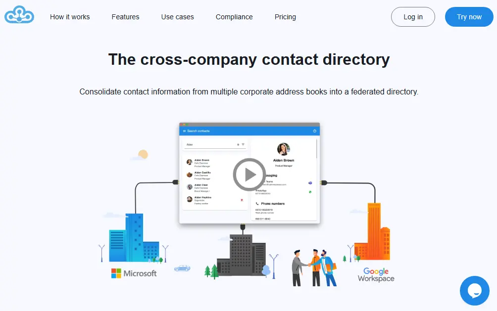 Federated Directory homepage — the perfect complement to OneLogin for cross-company contact sharing